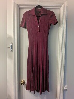 Rib Short Sleeve Sweater Midi Dress